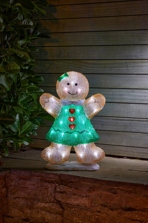 Inlit Ice Gingerbread Girl & Boy