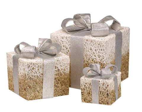 Sparkly Faux Gift Boxes - Gold & Silver Set of 3