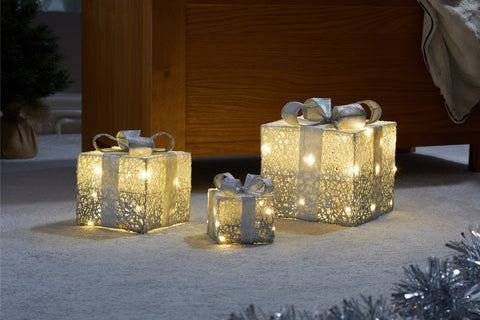 Sparkly Faux Gift Boxes - Gold & Silver Set of 3
