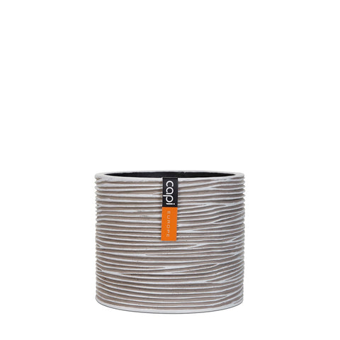 Vase Cylinder Rib Indoor Ivory & Black - Multiple Sizes