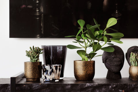 Vase Cylinder Terrazzo Gold Indoor - Multiple Sizes