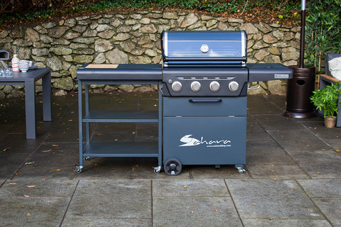 Sahara X475 4 Burner Gas BBQ & Side Cart