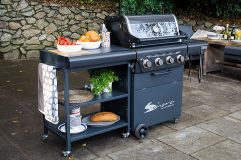 Sahara X475 4 Burner Gas BBQ & Side Cart