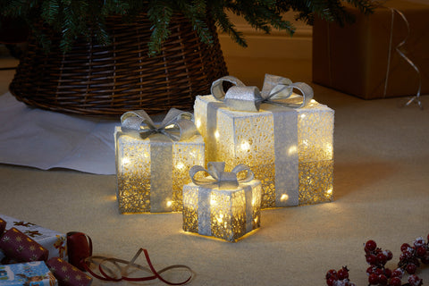 Sparkly Faux Gift Boxes - Gold & Silver Set of 3