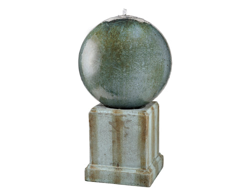 Stone Ball Pedestal Outdoor Water Feature