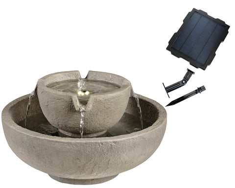 2 Layer Bowl Outdoor Water Feature - Solar