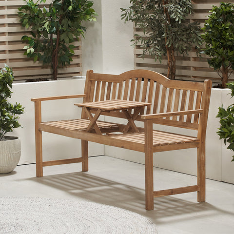 Richmond Acacia Wood Bench with Pop Up Table - 2 Colours