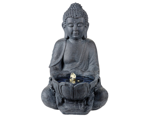 Sitting Buddha Outdoor Water Feature - Solar