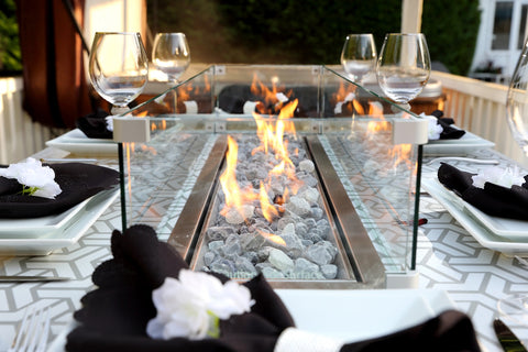 Santorini Dining Table with integrated Fire Pit & 6 chairs